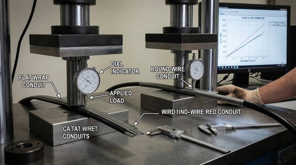 Round-Wire Reinforced Cable Conduit testing